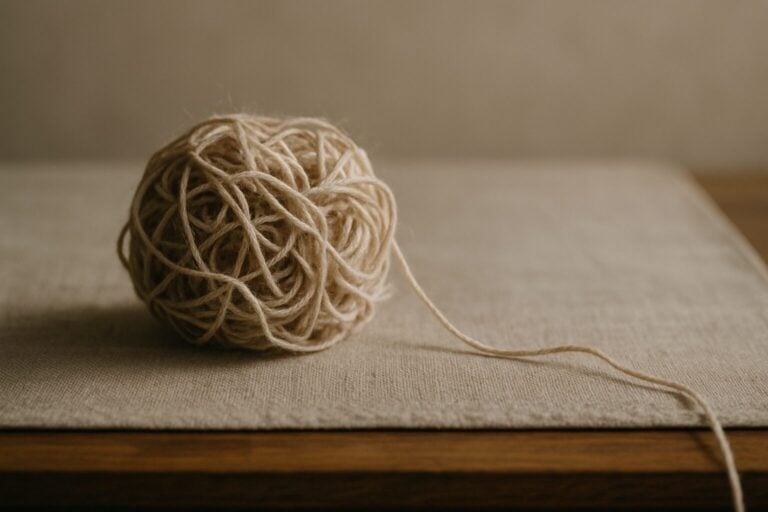 Ball of yarn loosely wrapped demonstrating high anxiety.