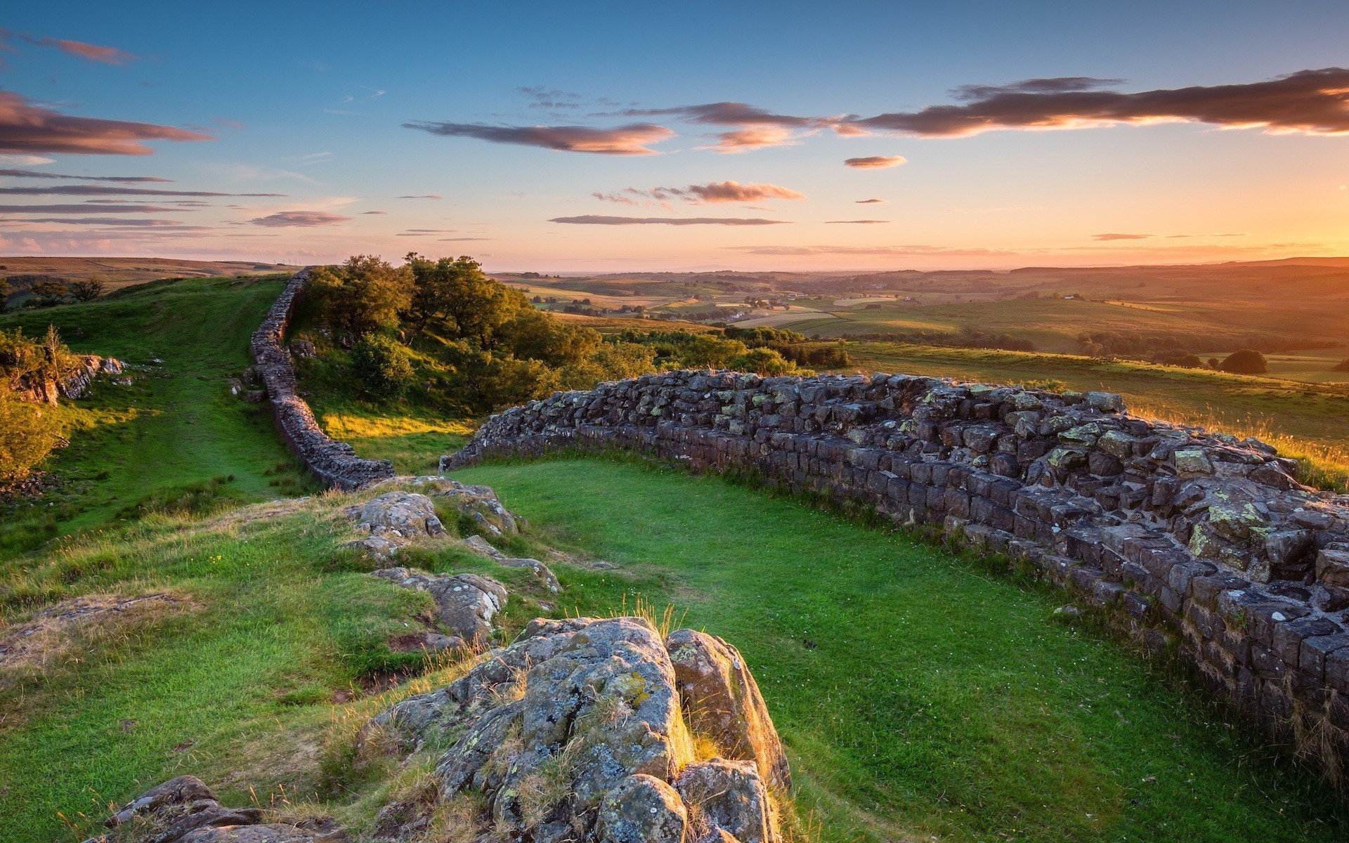 Stone wall separating two fields in the U.K.